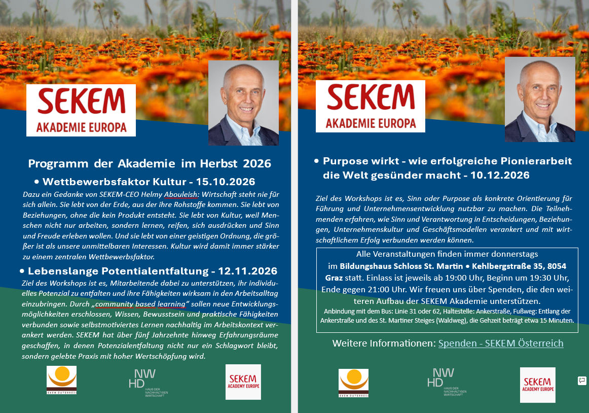 Sekem Akademie Herbst 2026 A und B